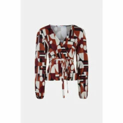 Warehouse Plisse Balloon Sleeve Printed Wrap Top For Female -Warehouse Sales Store unnamed file 5191