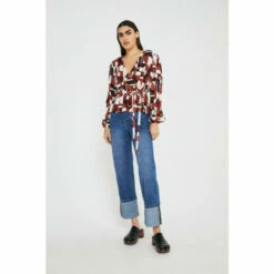 Warehouse Plisse Balloon Sleeve Printed Wrap Top For Female -Warehouse Sales Store unnamed file 5192