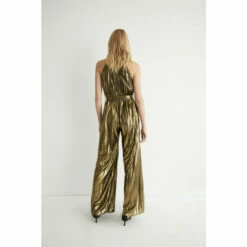 Warehouse Metallic Lame Pleated Halter Neck Jumpsuit For Female -Warehouse Sales Store unnamed file 522