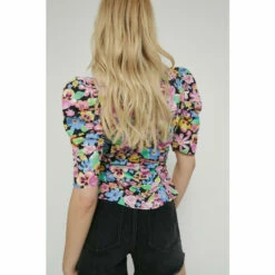 Warehouse Organic Cotton Floral Ruched Puff Sleeve Top For Female -Warehouse Sales Store unnamed file 551