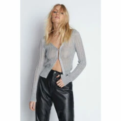 Warehouse Metallic Yarn Knit Cardigan For Female -Warehouse Sales Store unnamed file 560