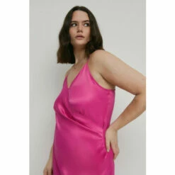 Warehouse Plus Size Satin Wrap Ruched Slip Midi Dress For Female -Warehouse Sales Store unnamed file 577