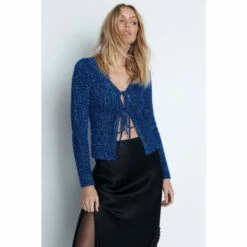 Warehouse Tinsel Rib Tie Knit Cardigan For Female -Warehouse Sales Store unnamed file 584