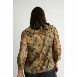 Warehouse Plus Size Sparkle Jacquard Tie Neck Ruffle Blouse For Female -Warehouse Sales Store unnamed file 594