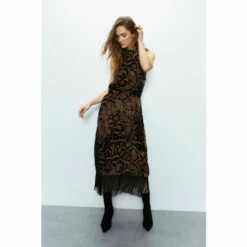 Warehouse Snake Devore Tassel Midi Dress For Female -Warehouse Sales Store unnamed file 60