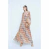 Warehouse WH X The British Museum: The Charles Rennie Mackintosh Collection Sparkle Floral V Neck Maxi Dress For Female -Warehouse Sales Store unnamed file 645