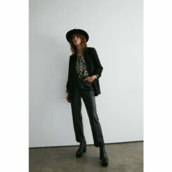 Warehouse Relaxed Roll Sleeve Edge To Edge Blazer For Female