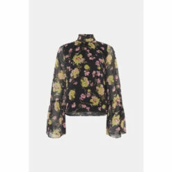 Warehouse Recycled High Neck Flute Sleeve Blouse For Female -Warehouse Sales Store unnamed file 660