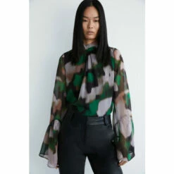 Warehouse Recycled High Neck Flute Sleeve Blouse For Female -Warehouse Sales Store unnamed file 662