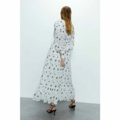 Warehouse Embroidered Dobby Ruched Maxi Dress For Female -Warehouse Sales Store unnamed file 70
