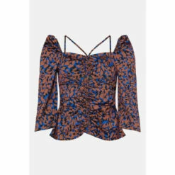 Warehouse Animal Ruched Front Cut Out Top For Female -Warehouse Sales Store unnamed file 705