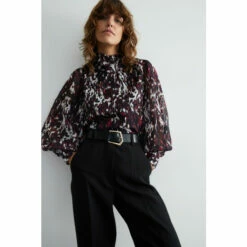 Warehouse Animal Foil High Neck Blouse For Female -Warehouse Sales Store unnamed file 716