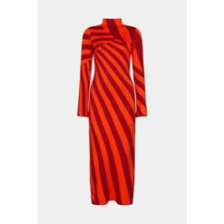 Warehouse Diagonal Stripe Knit Midi Dress For Female -Warehouse Sales Store unnamed file 725