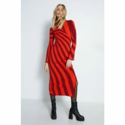 Warehouse Diagonal Stripe Knit Midi Dress For Female -Warehouse Sales Store unnamed file 727