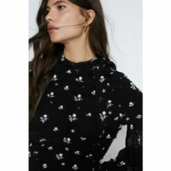 Warehouse Embroidered Dobby Ruched Maxi Dress For Female -Warehouse Sales Store unnamed file 74