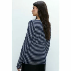 Warehouse Striped Clean Cotton Sweetheart Neck Long Sleeve Top For Female -Warehouse Sales Store unnamed file 746