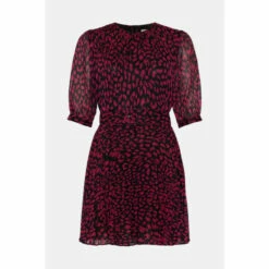 Warehouse Petite Animal Pleated Mini Dress For Female -Warehouse Sales Store unnamed file 763