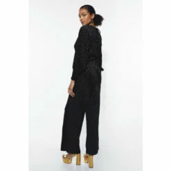 Warehouse Petite Velvet Metallic Spot Balloon Sleeve Jumpsuit For Female -Warehouse Sales Store unnamed file 772