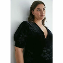 Warehouse Plus Size Velvet Embroidered Tiered Midi Dress For Female -Warehouse Sales Store unnamed file 776