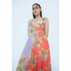 Warehouse WH X The British Museum: The Charles Rennie Mackintosh Collection Mixed Print Wrap Maxi Dress For Female -Warehouse Sales Store unnamed file 791