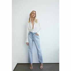 Warehouse Denim Diamante Embellished Straight Leg Jeans For Female