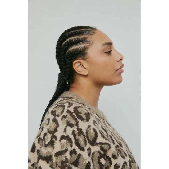 Warehouse Plus Size Classic Animal Knit Jumper Dress For Female 4 Warehouse Plus Size Classic Animal Knit Jumper Dress For Female - Image 2