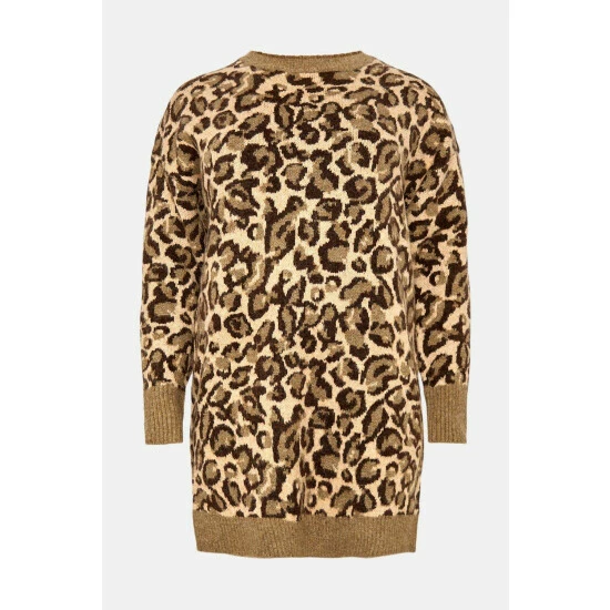 Warehouse Plus Size Classic Animal Knit Jumper Dress For Female 6 Warehouse Plus Size Classic Animal Knit Jumper Dress For Female - Image 4