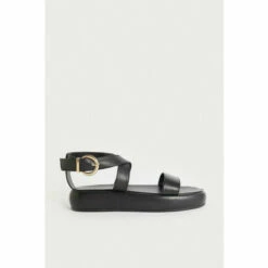 Warehouse Real Leather Wrap Around Ankle Chunky Sandal For Female