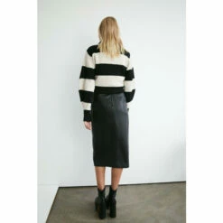 Warehouse Split Front Faux Leather Pencil Skirt For Female -Warehouse Sales Store unnamed file 863
