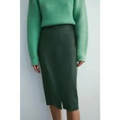 Warehouse Split Front Faux Leather Pencil Skirt For Female -Warehouse Sales Store unnamed file 867