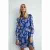 Warehouse Petite Recycled Polyester Floral Belted Mini Dress For Female