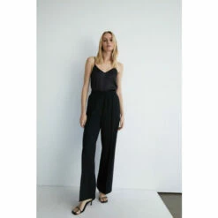Warehouse Elastic Waist Wide Leg Trousers For Female