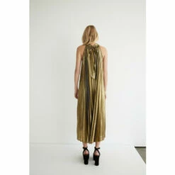 Warehouse Metallic Lame Pleated Halter Neck Midi Dress For Female -Warehouse Sales Store unnamed file 914