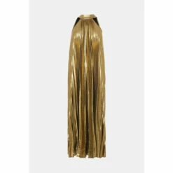 Warehouse Metallic Lame Pleated Halter Neck Midi Dress For Female -Warehouse Sales Store unnamed file 915