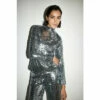 Warehouse Rectangle Sequin Funnel Neck Top Coord For Female
