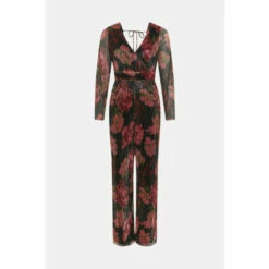 Warehouse Floral Metallic Plisse Wrap Jumpsuit For Female -Warehouse Sales Store unnamed file 928