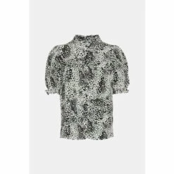 Warehouse Animal Short Sleeve Button Through Blouse For Female -Warehouse Sales Store unnamed file 942