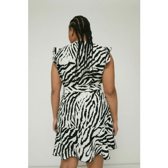 Warehouse Plus Size Zebra Crepe Ruffle Hem Dress For Female 5 Warehouse Plus Size Zebra Crepe Ruffle Hem Dress For Female - Image 3