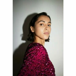 Warehouse Velvet Sequin Ruched Front Scoop Neck Top For Female -Warehouse Sales Store unnamed file 986